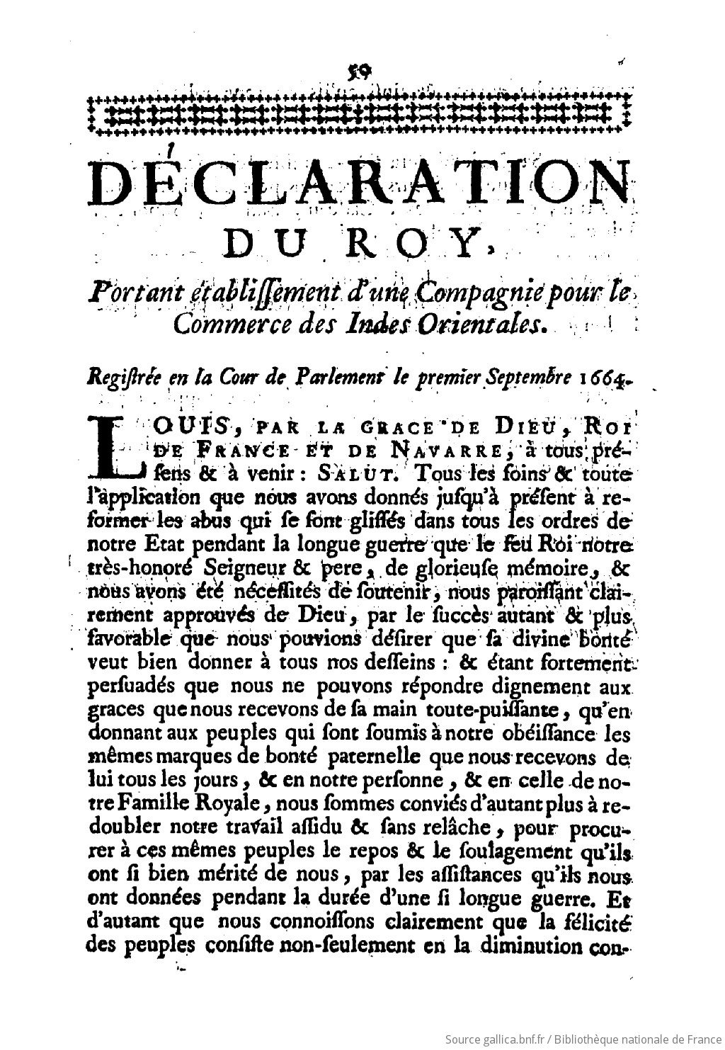 Edict of 4 august 1664 forming the French East India Company